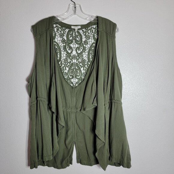 Maurices Green Open Front Top Plus SIze 3X Crochet Sleeveless Lightweight - Picture 1 of 5